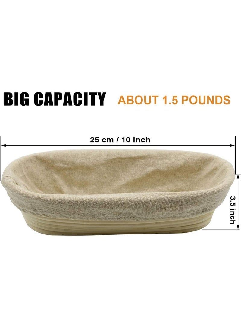 25cm Oval Long Banneton Brotform Bread Dough Proofing Rising Rattan Basket & Liner - Image 3